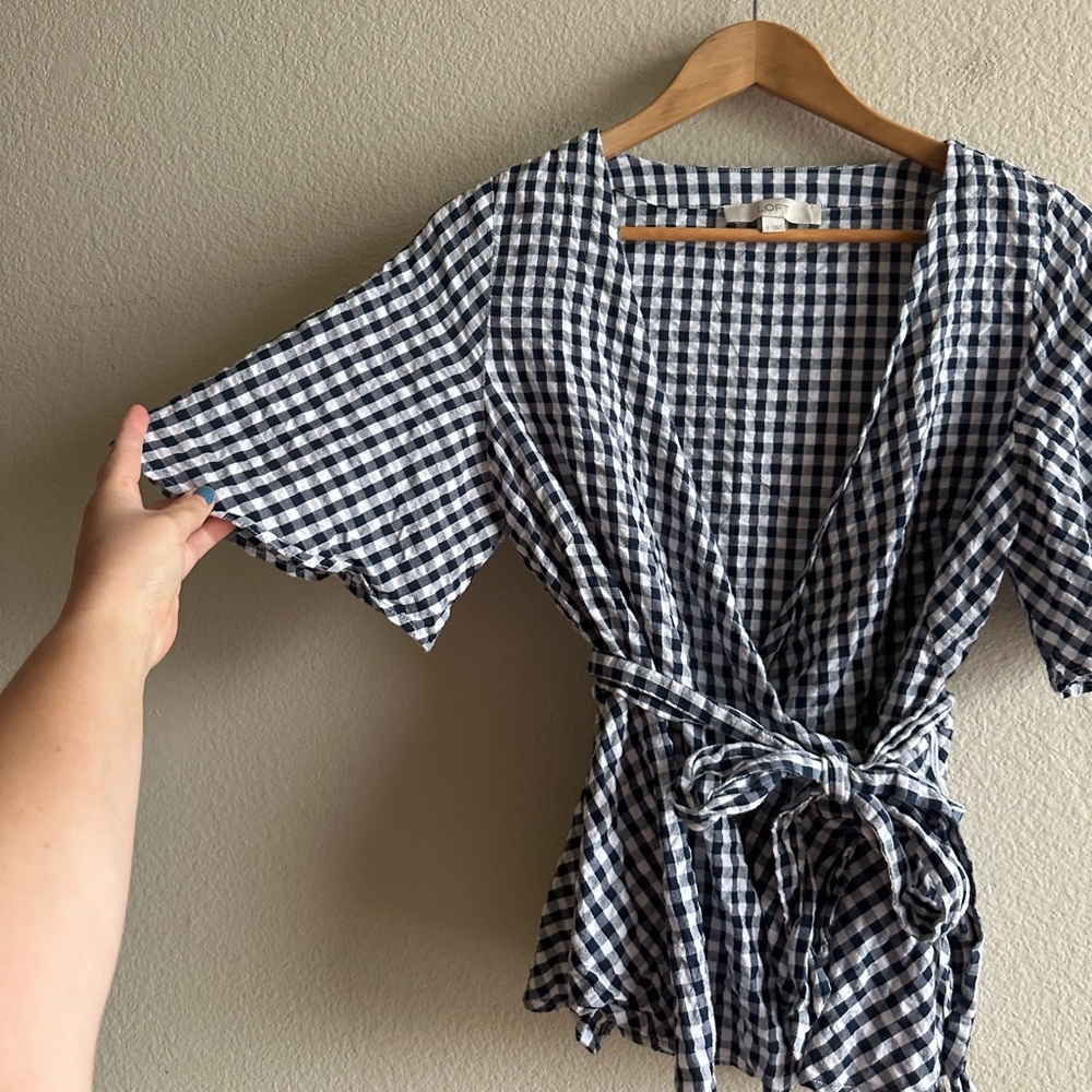Loft Gingham Wrap Blouse - image 4
